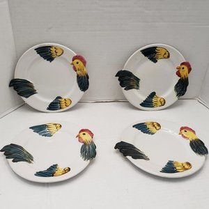 4 Italy PV Salad Dessert Plates Chicken Rooster